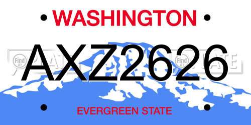 AXZ2626 Washington License Plate