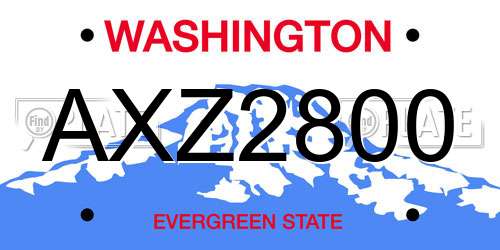 AXZ2800 Washington License Plate