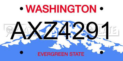 AXZ4291 Washington License Plate
