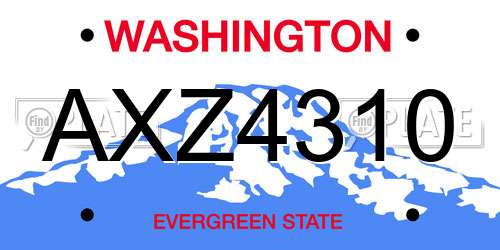 AXZ4310 Washington License Plate