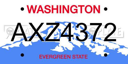 AXZ4372 Washington License Plate