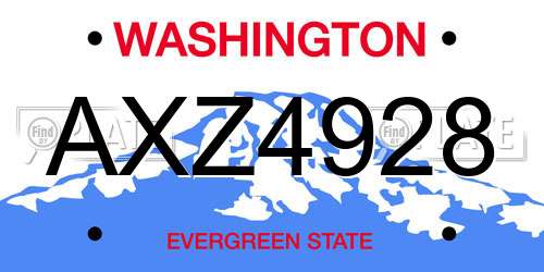 AXZ4928 Washington License Plate