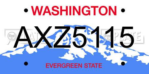 AXZ5115 Washington License Plate