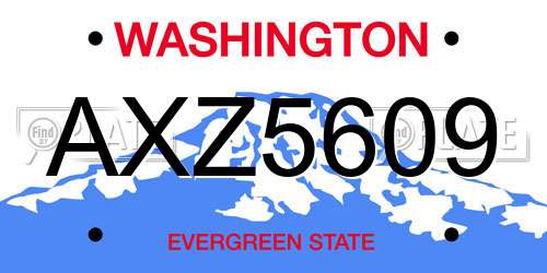 AXZ5609 Washington License Plate