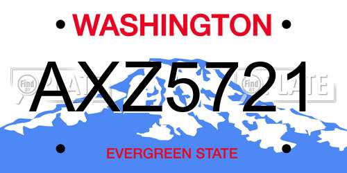 AXZ5721 Washington License Plate
