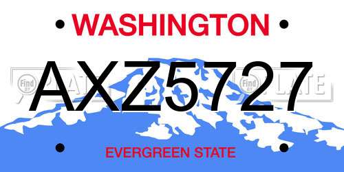 AXZ5727 Washington License Plate