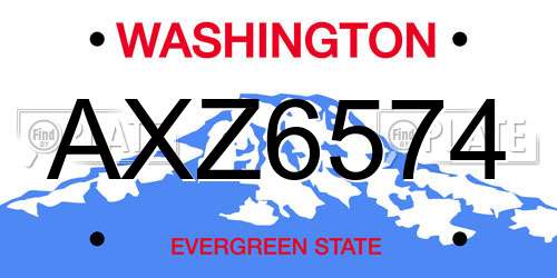AXZ6574 Washington License Plate