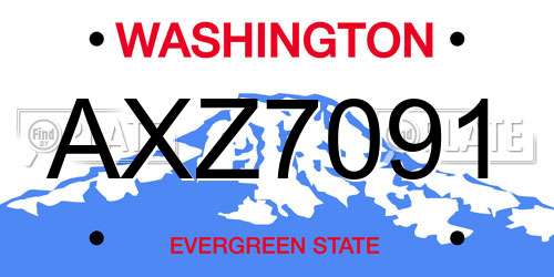 AXZ7091 Washington License Plate