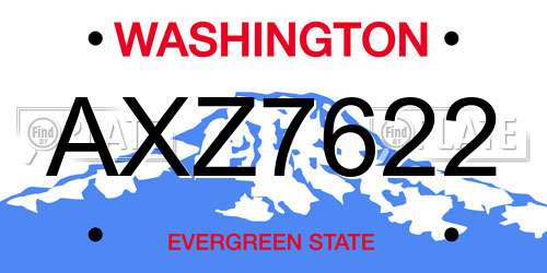AXZ7622 Washington License Plate