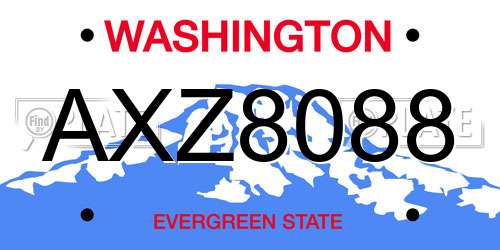 AXZ8088 Washington License Plate