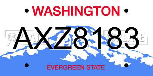 AXZ8183 Washington License Plate