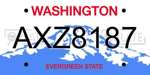 AXZ8187 Washington License Plate