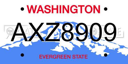 AXZ8909 Washington License Plate