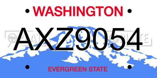 AXZ9054 Washington License Plate