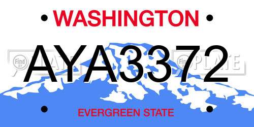 AYA3372 Washington License Plate