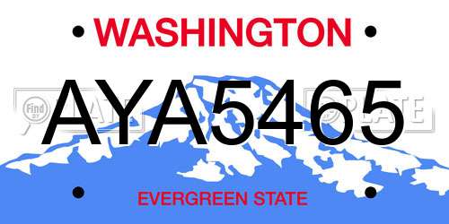AYA5465 Washington License Plate