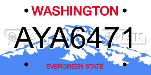 AYA6471 Washington License Plate