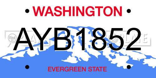 AYB1852 Washington License Plate
