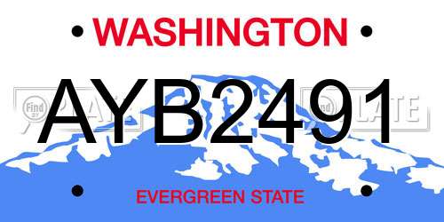 AYB2491 Washington License Plate