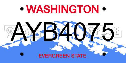 AYB4075 Washington License Plate