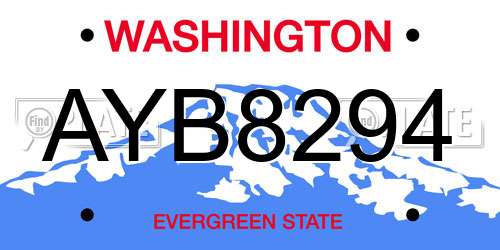AYB8294 Washington License Plate