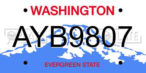AYB9807 Washington License Plate