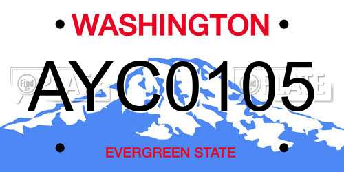 AYC0105 Washington License Plate