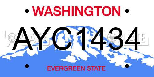 AYC1434 Washington License Plate