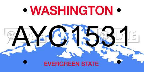 AYC1531 Washington License Plate