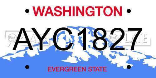AYC1827 Washington License Plate