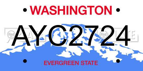 AYC2724 Washington License Plate
