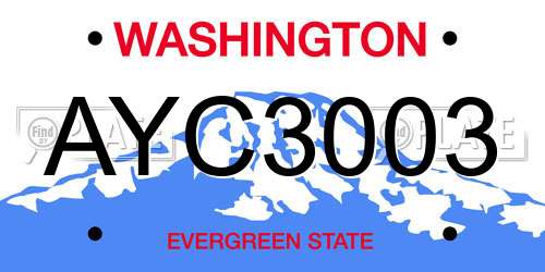AYC3003 Washington License Plate