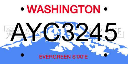 AYC3245 Washington License Plate