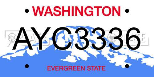 AYC3336 Washington License Plate