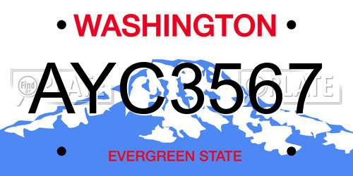AYC3567 Washington License Plate