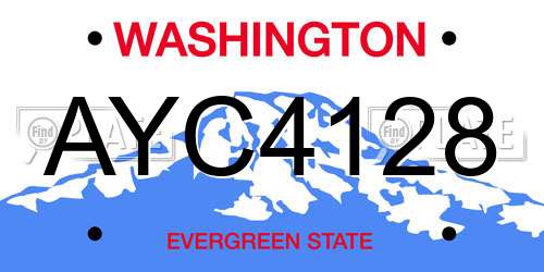 AYC4128 Washington License Plate