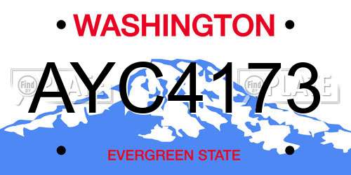 AYC4173 Washington License Plate