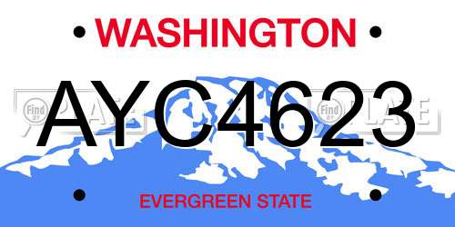 AYC4623 Washington License Plate