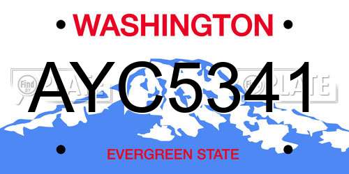 AYC5341 Washington License Plate