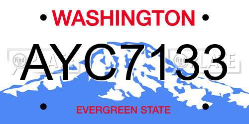 AYC7133 Washington License Plate