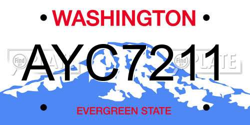 AYC7211 Washington License Plate