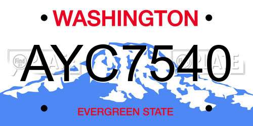 AYC7540 Washington License Plate