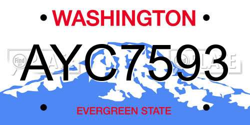 AYC7593 Washington License Plate