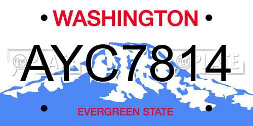 AYC7814 Washington License Plate