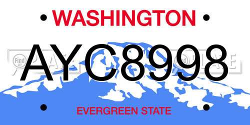 AYC8998 Washington License Plate