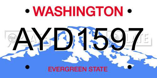 AYD1597 Washington License Plate