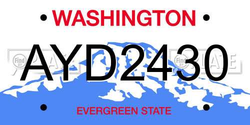 AYD2430 Washington License Plate