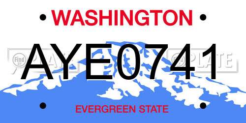 AYE0741 Washington License Plate