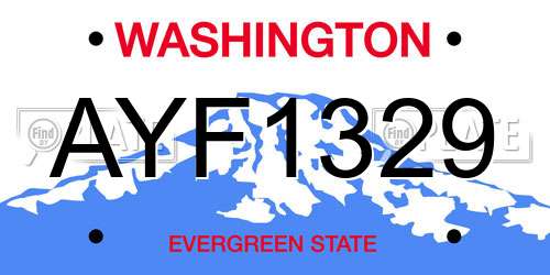 AYF1329 Washington License Plate