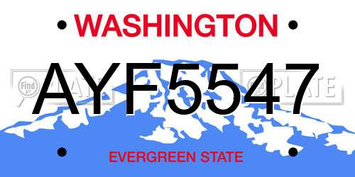 AYF5547 Washington License Plate
